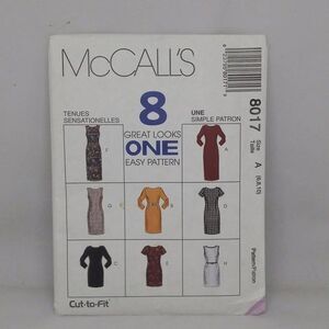 McCalls Sewing Pattern 8017-8 in 1 Pattern-Size 6-8-10-Shift Dress-Uncut-F/F-Vtg